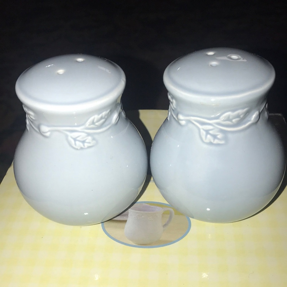 NWT salt and pepper shakers by Enesco in light blue color
